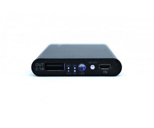 Повербанк 8000mAh PZX-C128, USB-1A + mini USB +кабель USB micro, LED фонарик черный